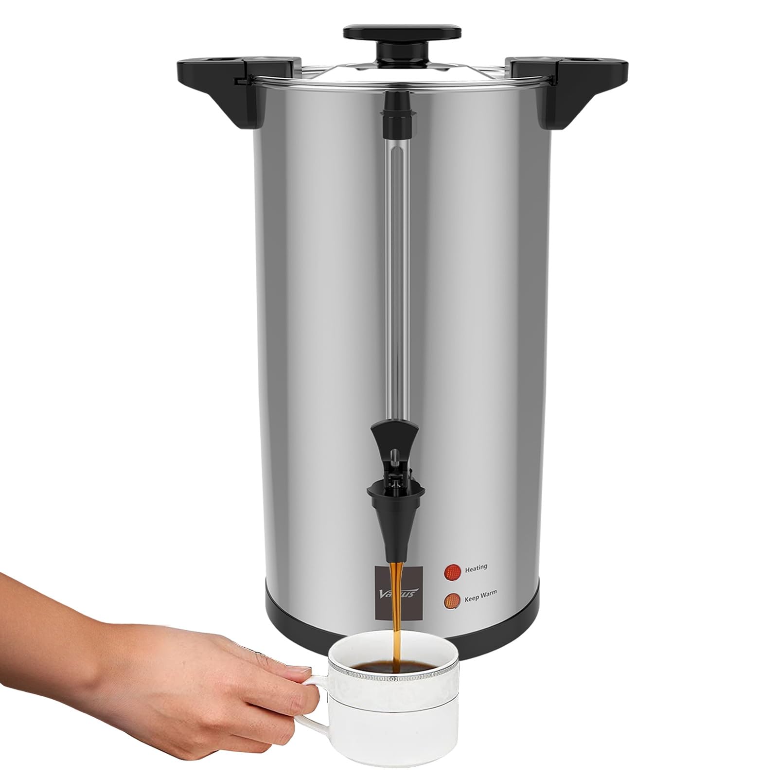 Valgus Commercial Grade 12L Stainless Steel Coffee Urn - 80 Cup Percolator with Auto Temperature Control | Perfect for Parties, Office, Weddings & Catering Events | Large Capacity Hot Water Dispenser for Crowds