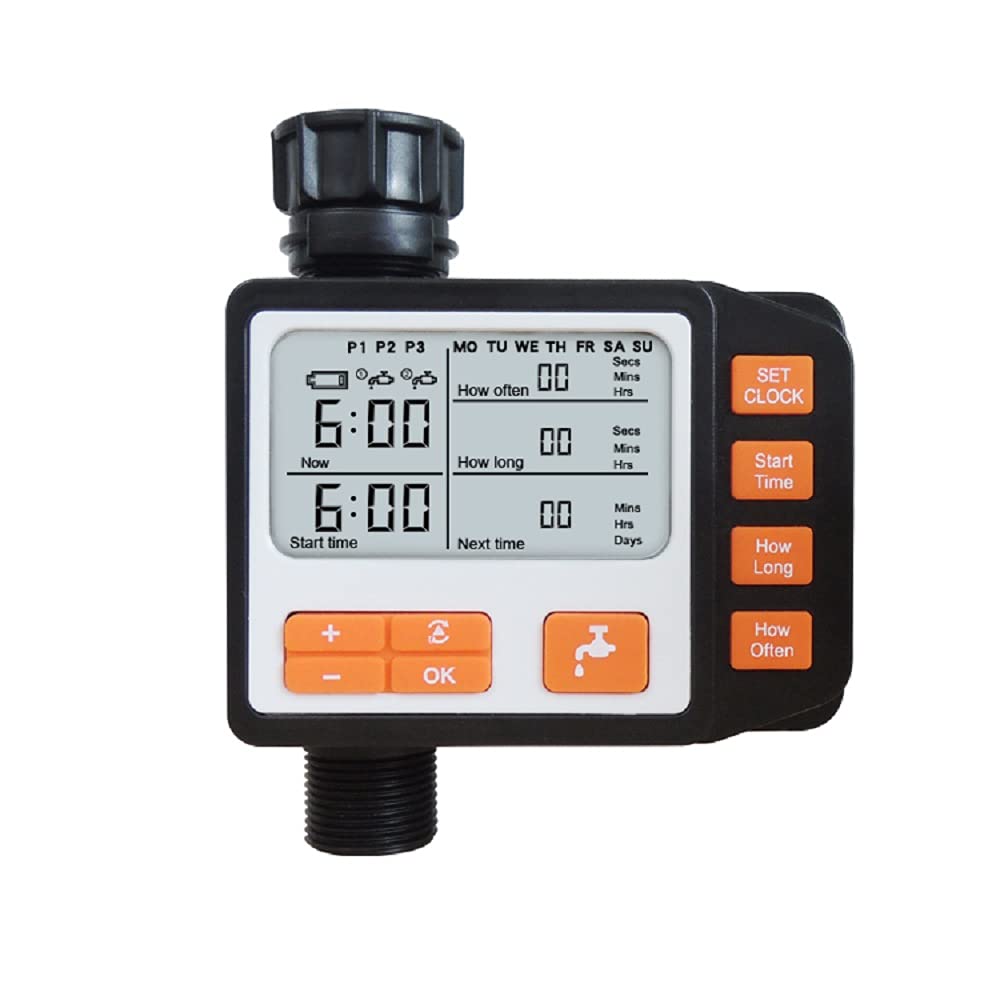 Smart Programmable Water Timer for Garden - Automatic Sprinkler Timer with Rain Delay, Child Lock, LCD Display & IP65 Waterproof - Perfect for Lawn, Flower Beds, Vegetable Gardens & Outdoor Irrigation Systems