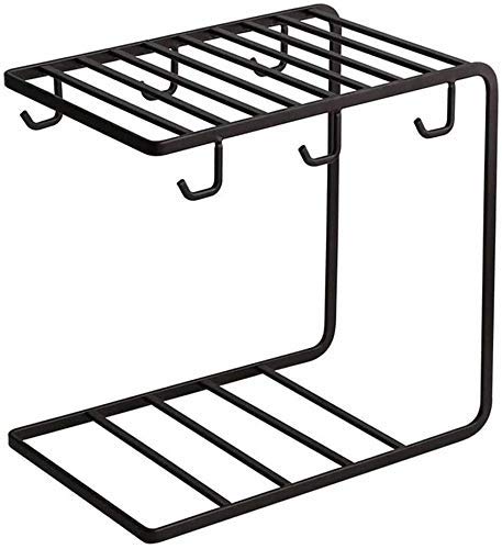 Craftize Mstore 6-Hook Iron Mug Dish Rack Holder - Black Countertop Coffee Cup Organizer for Kitchen Cabinet | Perfect for Displaying Mugs, Cups & Utensils in Home, Cafe or Office