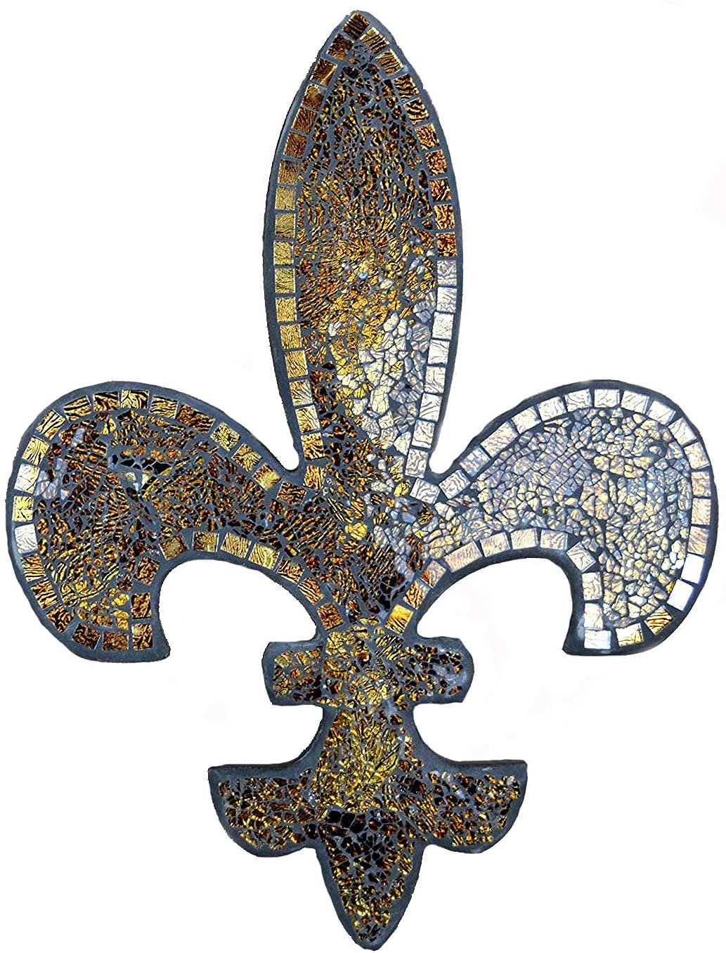 Lulu Decor Amber Mosaic Fleur De Lis Wall Plaque - 20