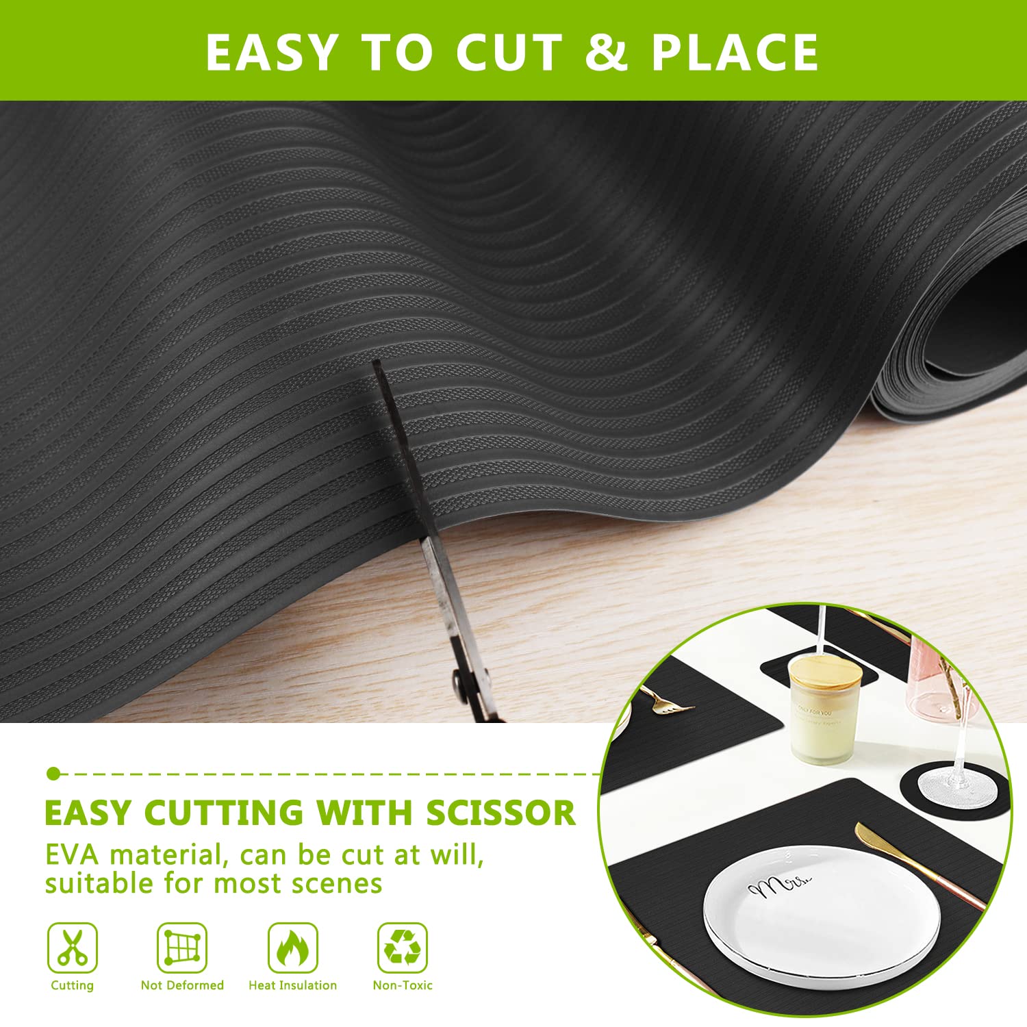 Non-Slip Waterproof Shelf Liner for Kitchen Cabinets, Pantry, Tool Box & Refrigerator - Durable Plastic Drawer Protector Mat (11.8