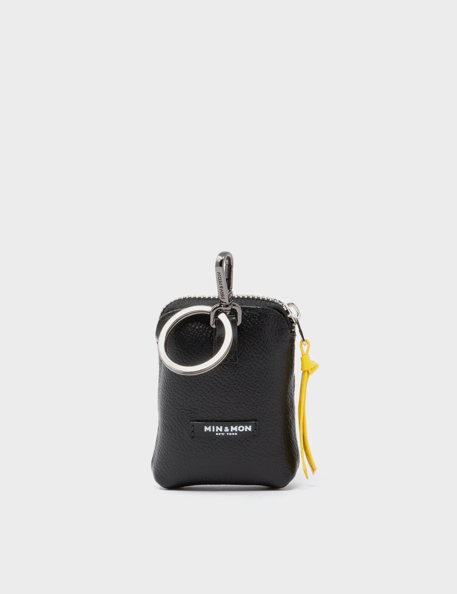 Black Leather Keychain with Florence Pouch Charm & 