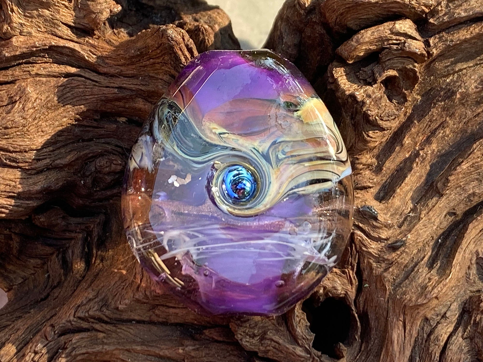 Violet Purple Organics Focal Lampwork Glass Bead for Jewelry Making - Handmade SRA Beads for Necklaces, Bracelets & DIY Crafts - Perfect for Boho, Hippie & Artistic Designs
