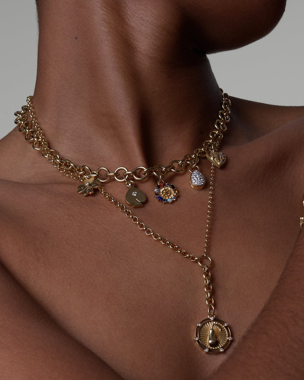 4-Piece Mixed Link Chain Set with Mini Inner Light - Stylish Jewelry for Women | Perfect for Parties, Weddings & Everyday Wear