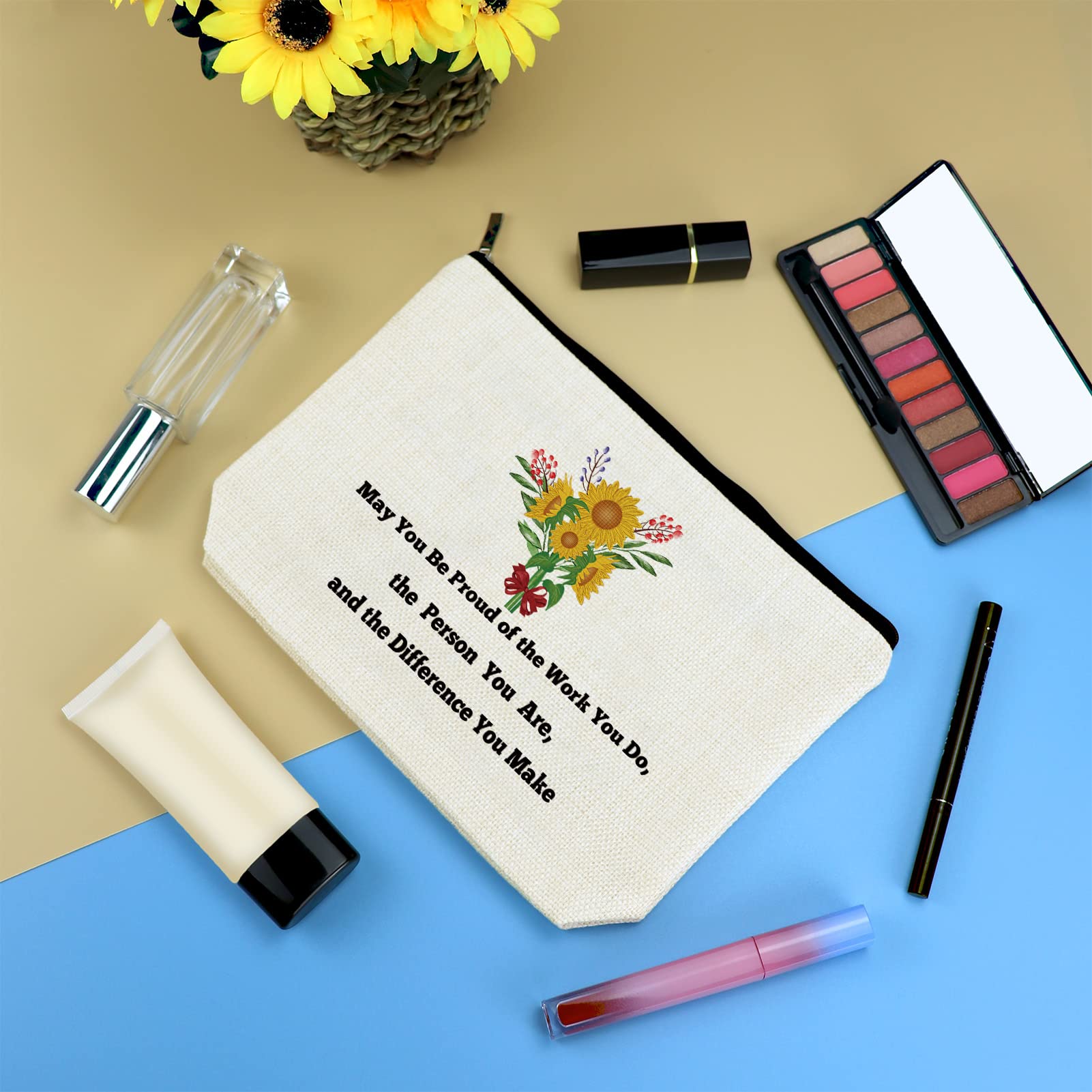 Social Worker Appreciation Gifts - Inspirational Makeup Cosmetic Bag for Women, Coworker, Employee, Nurse, Teacher & Grandma - Perfect for Volunteer Farewell, Retirement & Going Away Gifts - Ideal for Work, Travel & Daily Use