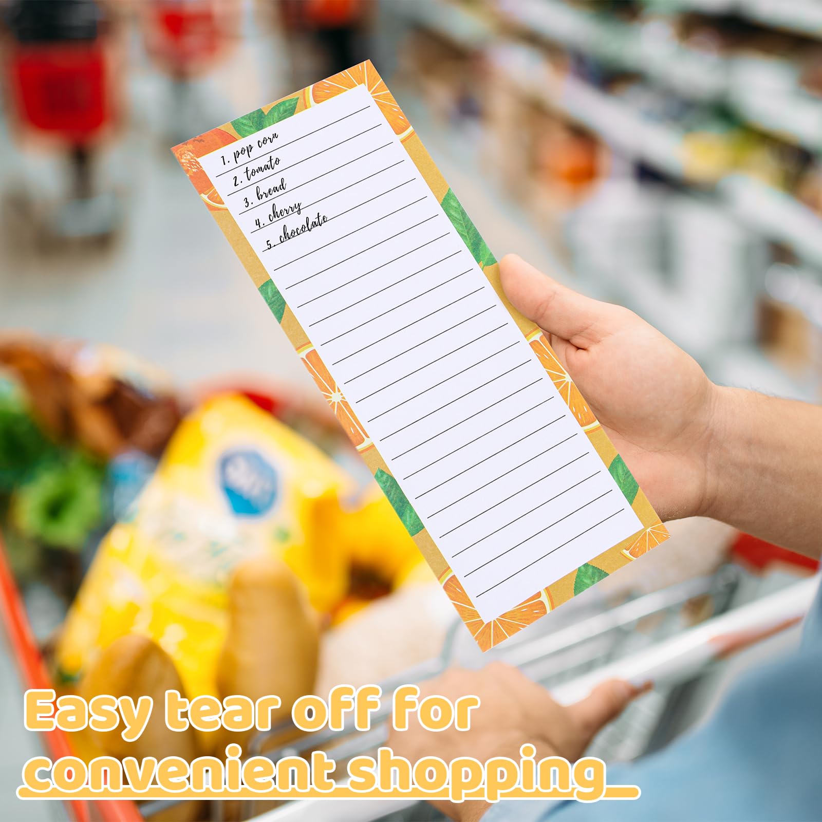 4 Pack Magnetic Notepad for Refrigerator with Pen Holder - 200 Sheets Grocery Shopping List Memo Pad, Fruit Design - Perfect for Kitchen Organization & Fridge Reminders