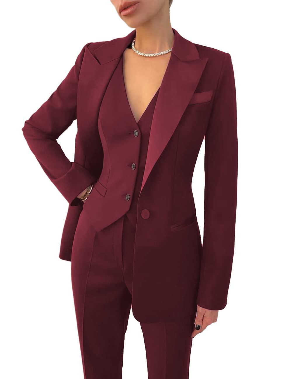 JinXuanYa Women's Slim Fit 3-Piece Business Suit for Office & Work