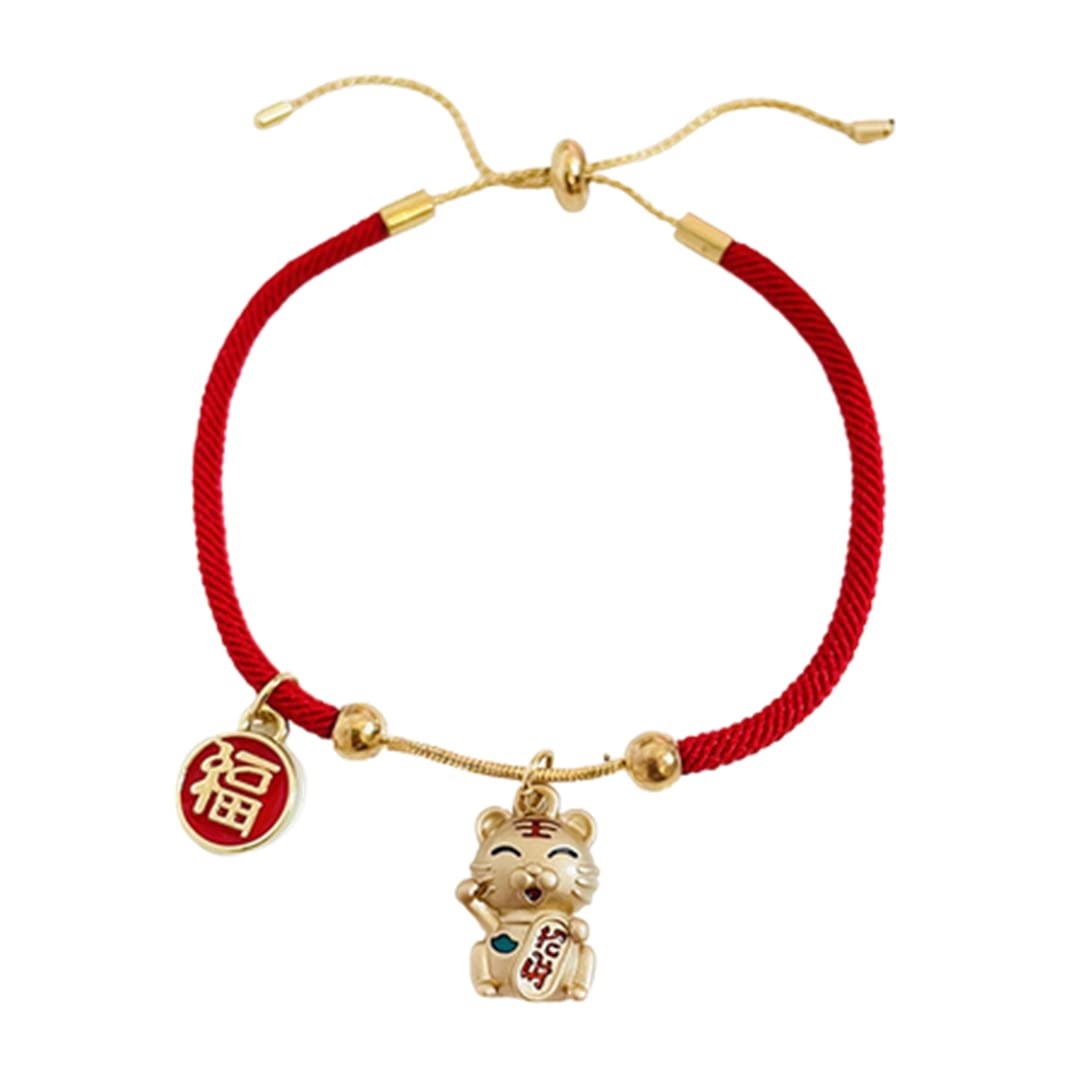 2024 Year of The Tiger Red Rope Bracelet - Chinese Zodiac Tiger Woven Handmade Bracelet for Men & Women - Birthday Gift Idea for Good Luck & Protection - Perfect for Chinese New Year, Anniversary & Special Occasions