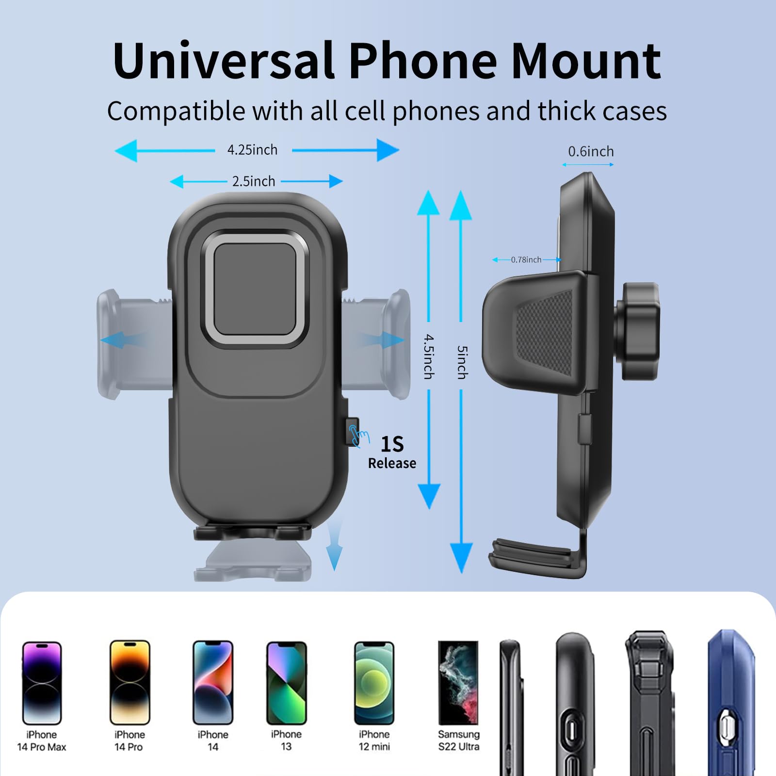 Universal Car Phone Holder Mount - 3-in-1 Windshield, Dashboard & Air Vent Phone Stand for iPhone & Smartphones | Hands-Free Driving Accessory for Safe Navigation & Commuting