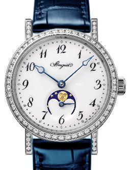 Breguet Classique Moon Phase 18K White Gold Diamond Ladies Watch - Luxury Women's Timepiece for Formal Events & Special Occasions