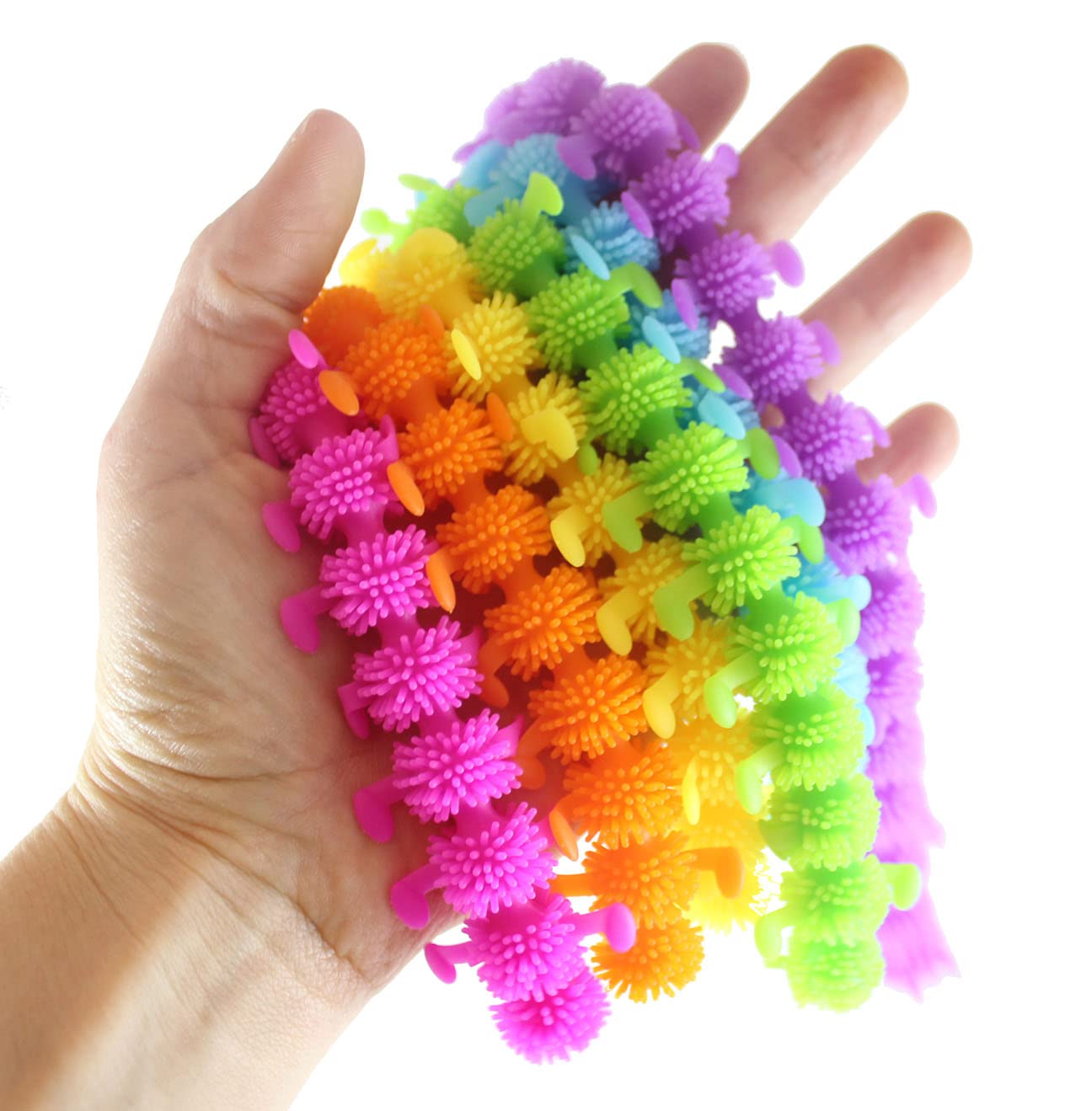 Stretchy Caterpillar Animal Puffer Sensory Toys - Set of 6 Stretchy Noodle Fidget Toys for Kids - Fun Stretching String Fiddle Toys for Stress Relief & Sensory Play - Perfect for Classroom, Travel & Autism Therapy