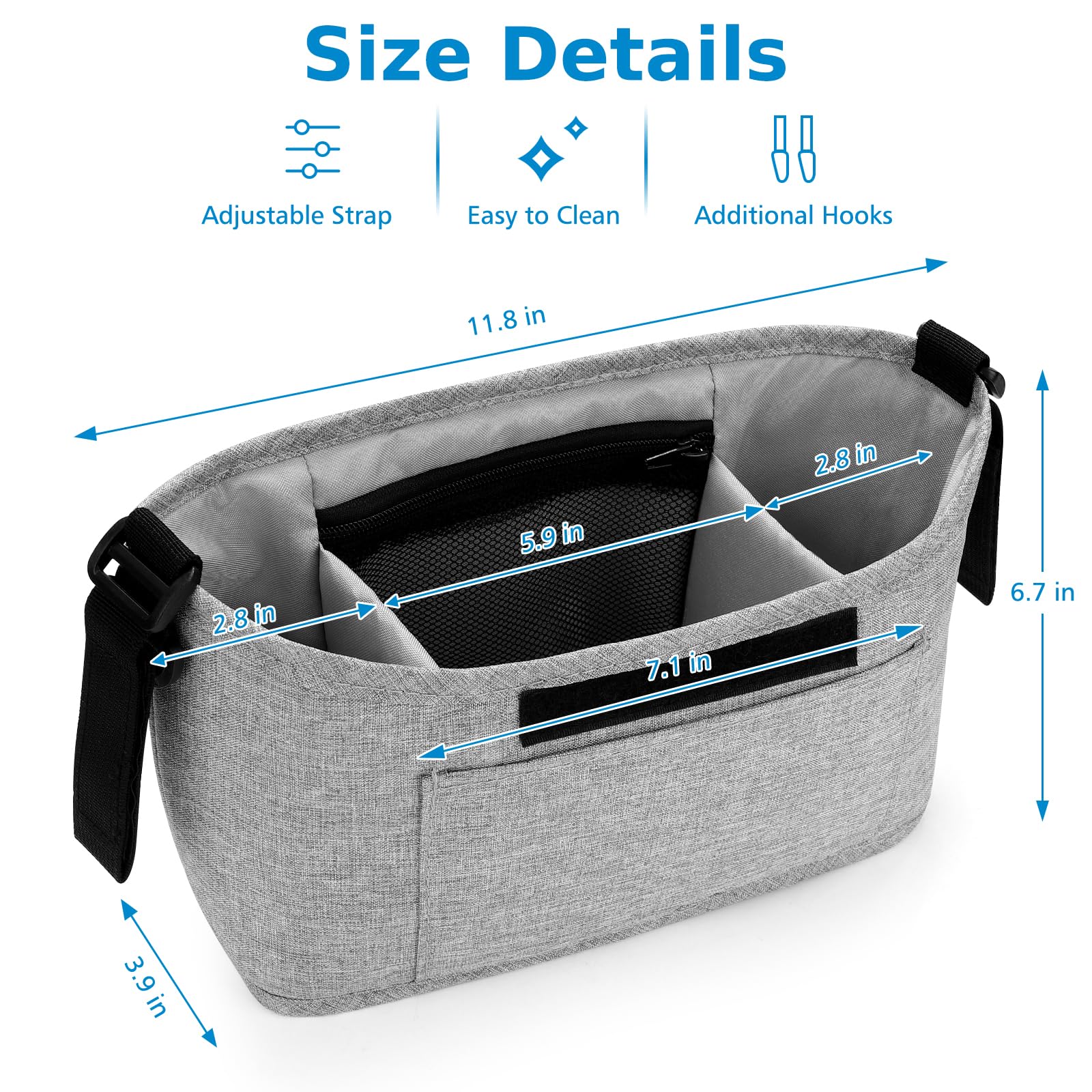 Accmor Universal Stroller Organizer - Waterproof Stroller Bag Caddy with Multiple Pockets for Diapers, Bottles & Phones - Fits Uppababy, Baby Jogger, Nuna, Doona, Britax Strollers - Perfect for Shopping, Travel & Daily Walks with Baby