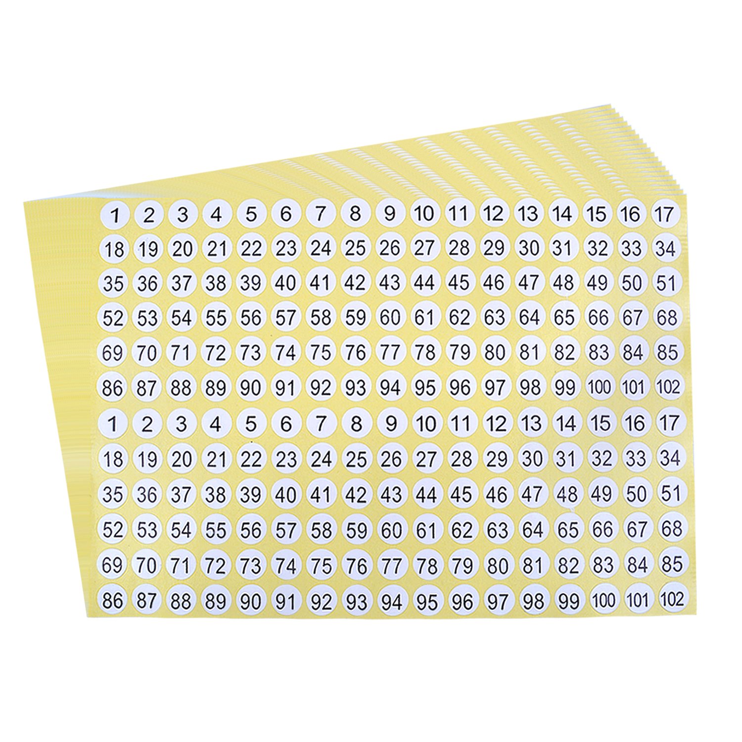 BronaGrand 1-102 Round Self-Adhesive Number Stickers - 3060 Labels (15 Sheets) for Inventory, Storage & Organization | Perfect for Office Supplies, Retail Pricing & Warehouse Management