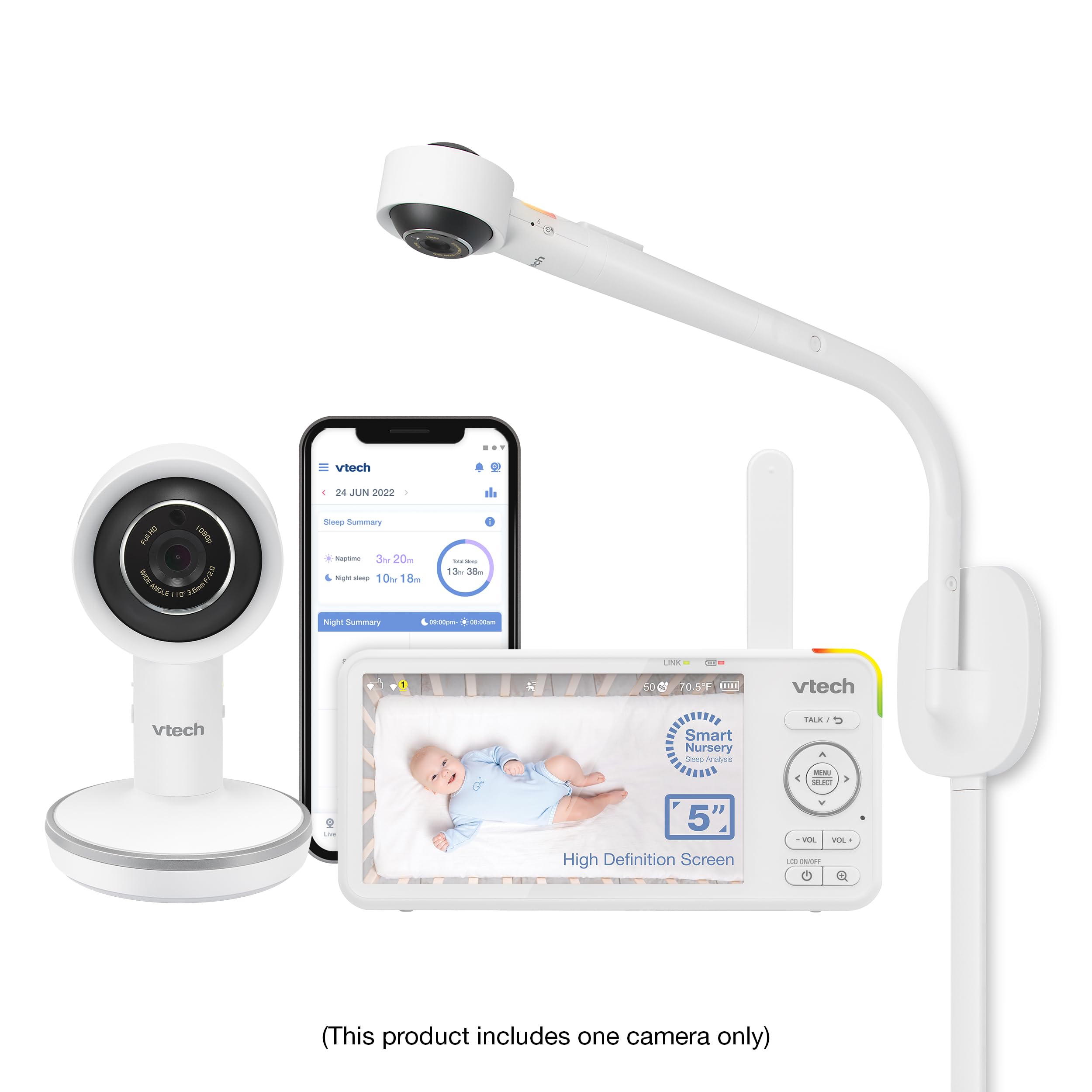 VTech VC2105 1080p FHD WiFi Smart Baby Monitor with 5