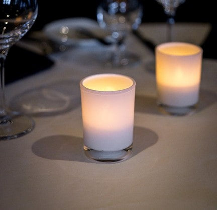 Classic Frosted Glass Votive Candle Holders Set of 6 - Elegant Tea Light Candle Holders for Wedding, Party, Home Decor & Romantic Ambiance