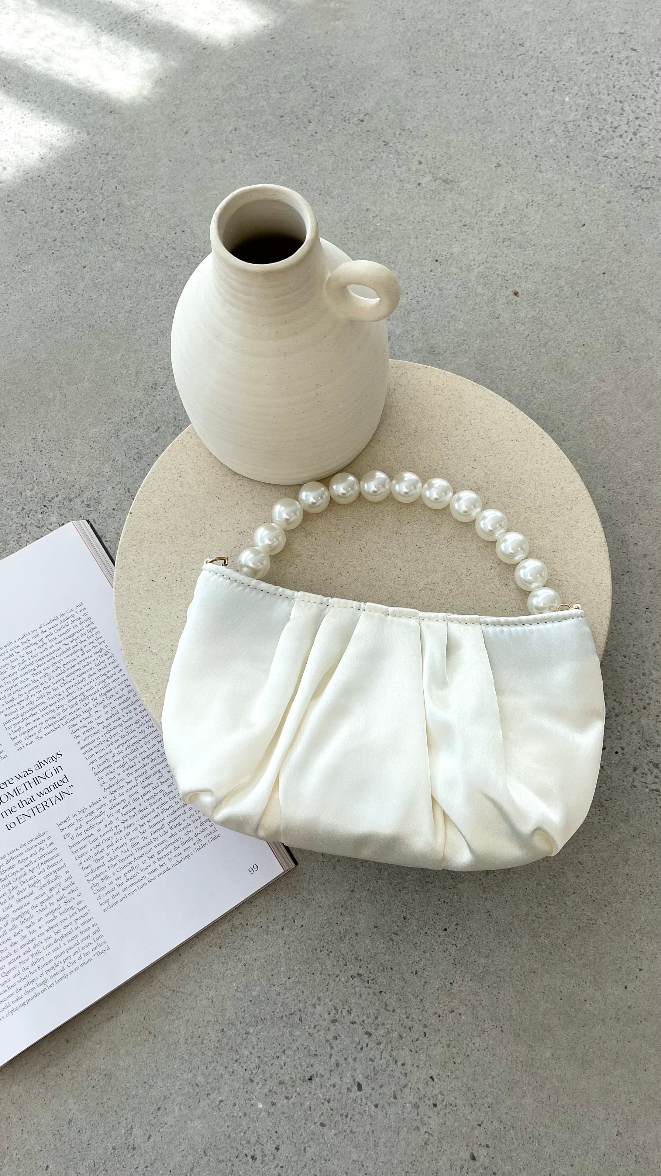 Hepburn Women's Ivory Leather Crossbody Purse - Stylish & Elegant Handbag for Daily Use, Work, and Evening Out