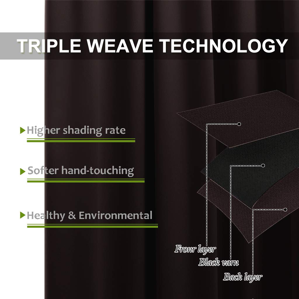 Blackout Double Pinch Pleated Extra Wide Curtains 100x120 Inches - Thermal Insulated Room Darkening Drapes for Living Room, Bedroom & Patio Sliding Door (Dark Chocolate Solid, 1 Panel) - Perfect for Home Theater, Nursery & Light Control