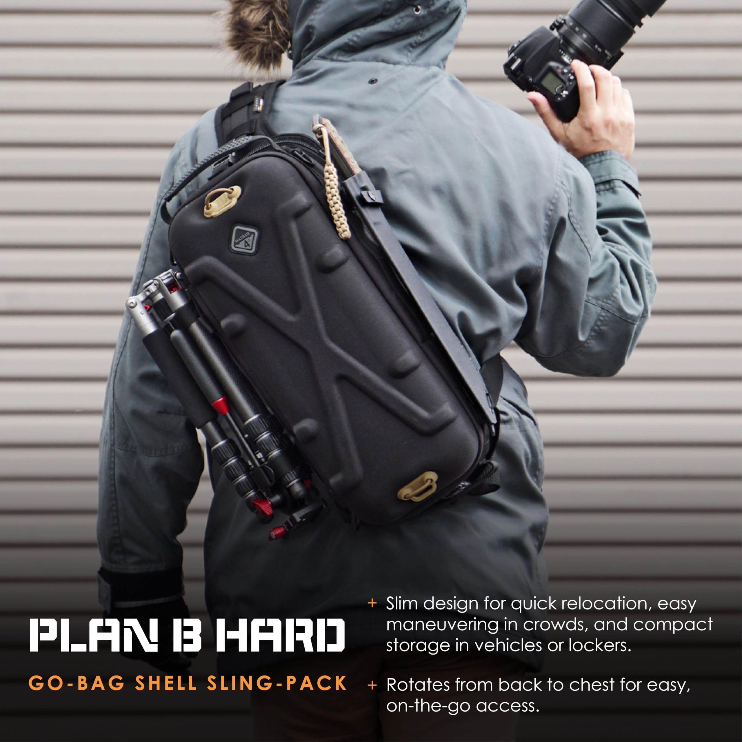 HAZARD 4 Plan B Tactical Sling Bag - Military-Grade Hard Shell Camera Backpack with Modular Webbing System for Outdoor Adventure, Photography & Travel
