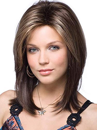 Jackson Wig Dark Chocolate Brown - 9 Inch Layered Mid-Length Synthetic Hair Wig with Teased Ends & Open Weft Cap | Includes Comb & Hair Loss Guide | Perfect for Daily Wear, Cosplay & Hair Loss Solutions