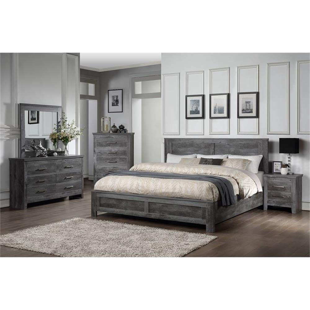 Rustic Gray Oak Acme Vidalia Wall Mirror - Farmhouse Bathroom & Bedroom Decor