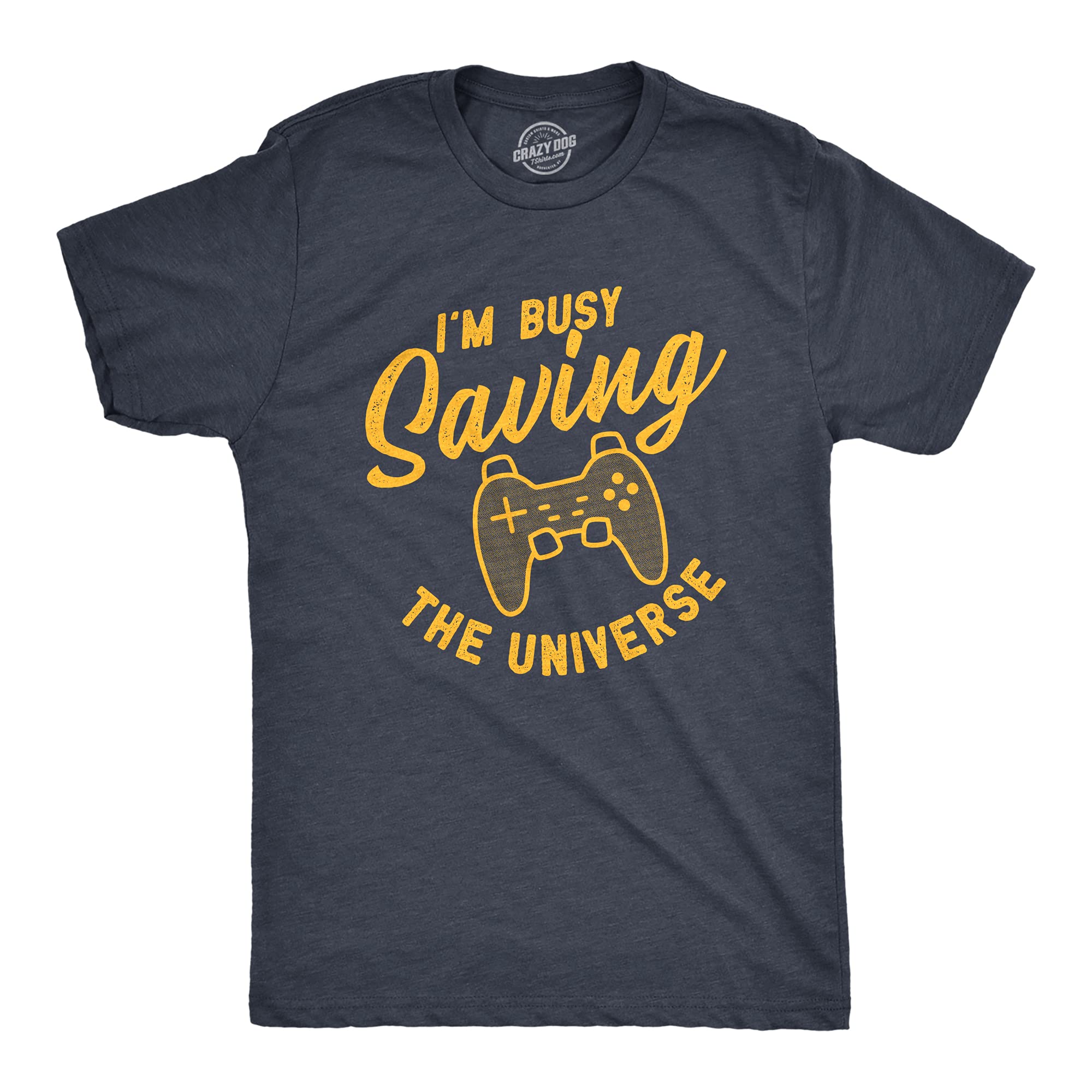 Funny Men's 'I'm Busy Saving The Universe' Video Game T-Shirt with Controller Graphic - Novelty Gamer Tee for Casual Wear & Cosplay
