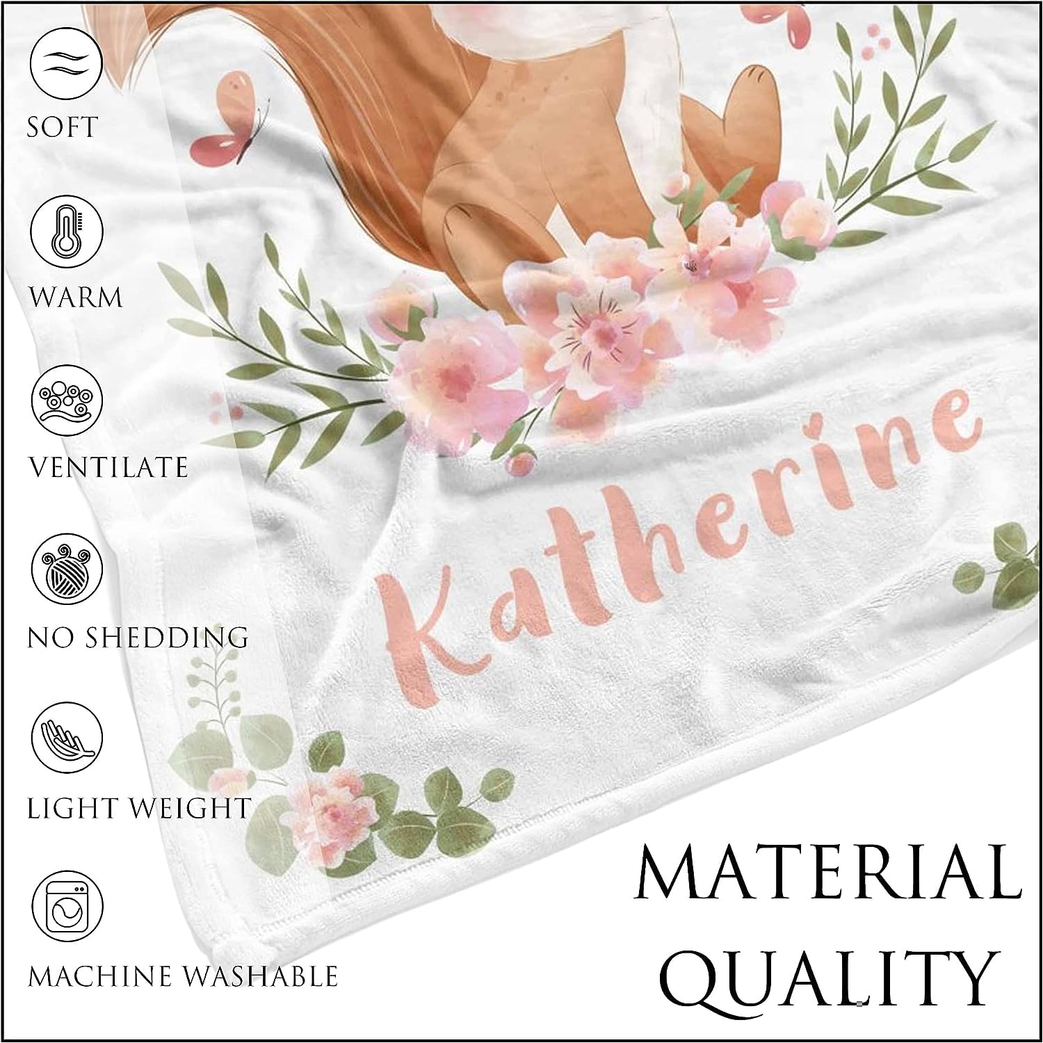 Personalized Baby Blanket with Name - Custom Fleece Swaddle Blanket for Girls & Toddlers (40
