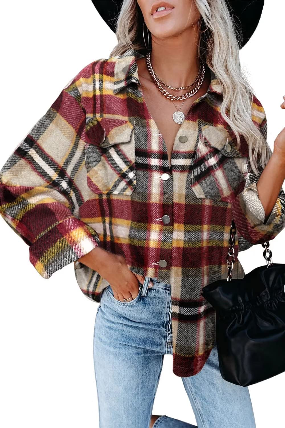 ZOLUCKY Women's Corduroy Button Down Shirt - Casual Long Sleeve Shacket Jacket & Boyfriend Blouse Top for Fall Outfits | Office Wear, Date Night & Weekend Street Style