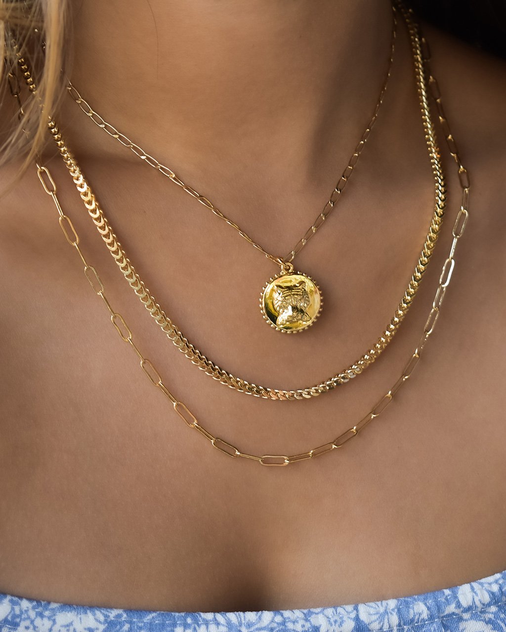 Stylish Layered Chain Necklace with Tiger Charm - Perfect for Women's Fashion, Boho Jewelry & Everyday Wear