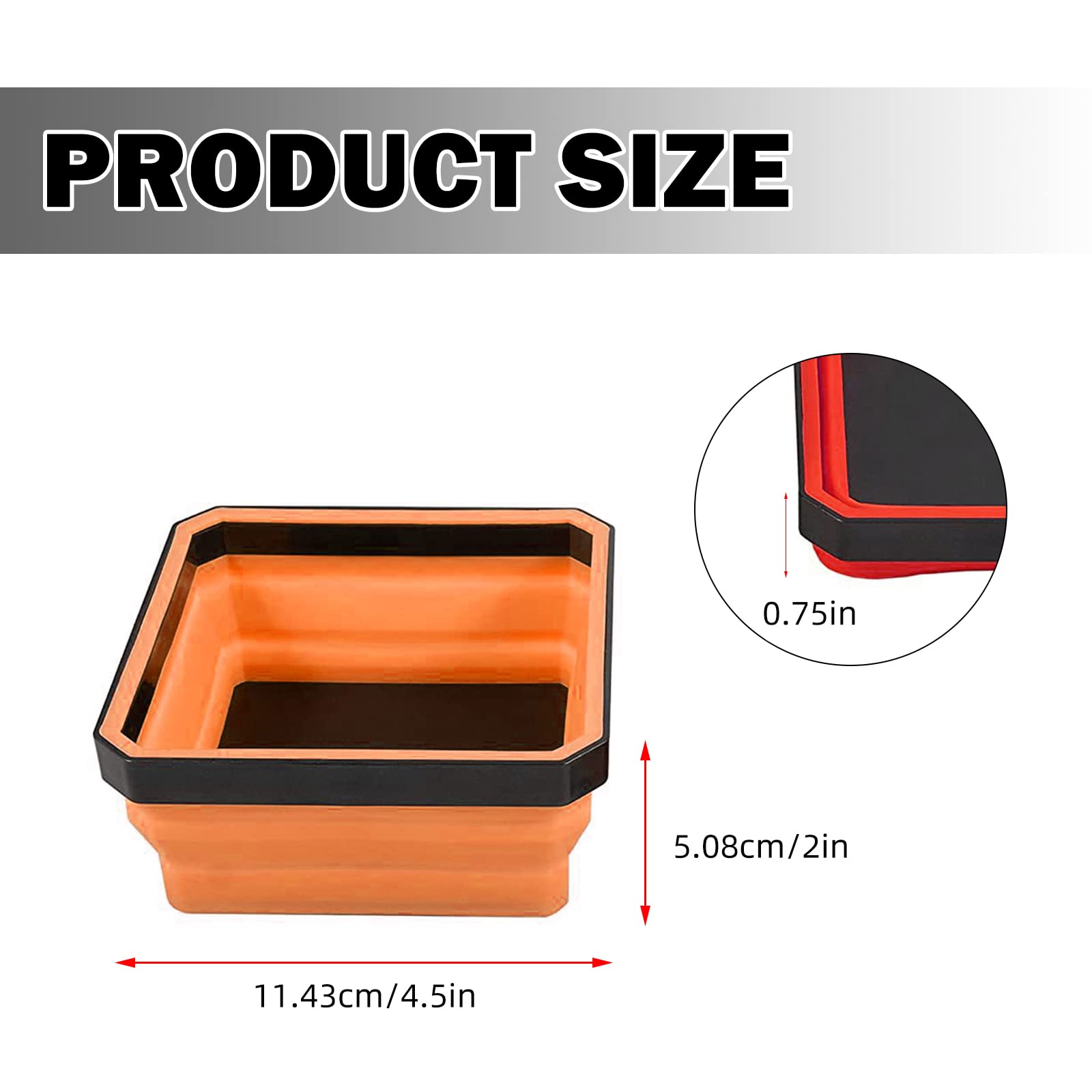 Collapsible Magnetic Silicone Tool Tray Set - Foldable Parts Organizer with Strong Magnets (4 Pack) - Perfect for Mechanics, DIY Projects & Workshop Organization