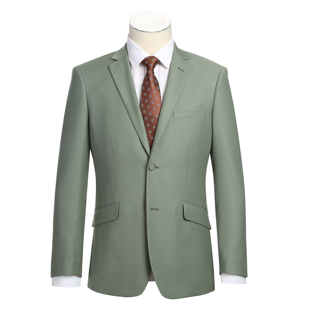 Alessandro Vitello by Renoir 2-Piece Slim Fit Single Breasted Notch Lapel Suit in Sage Green | Size 201 12 | Perfect for Weddings, Business Meetings & Formal Events