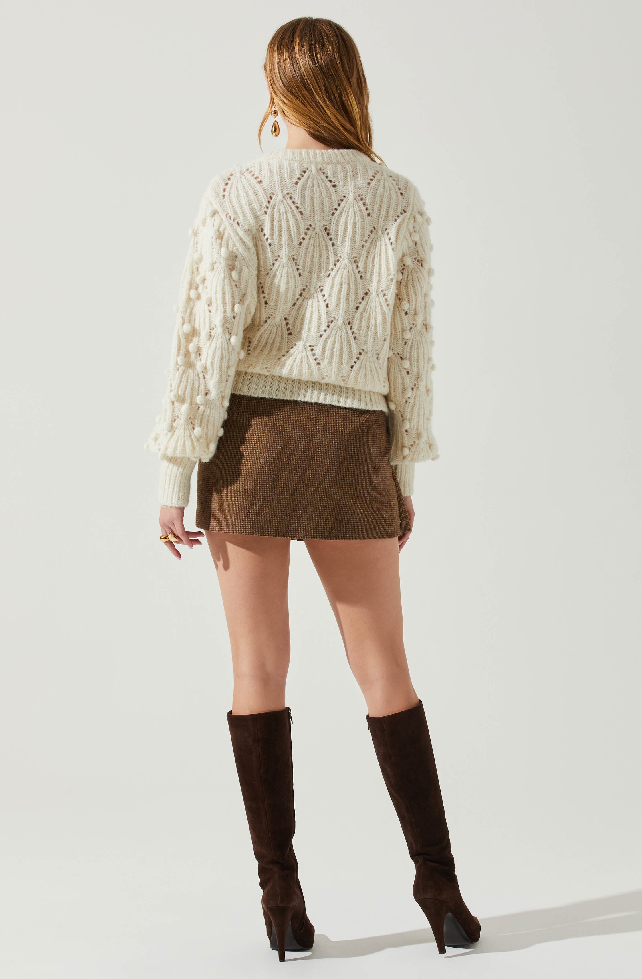 Lexi Women's Pom Pom Embellished Knit Sweater - Cozy Winter Pullover for Casual Outings & Holiday Parties