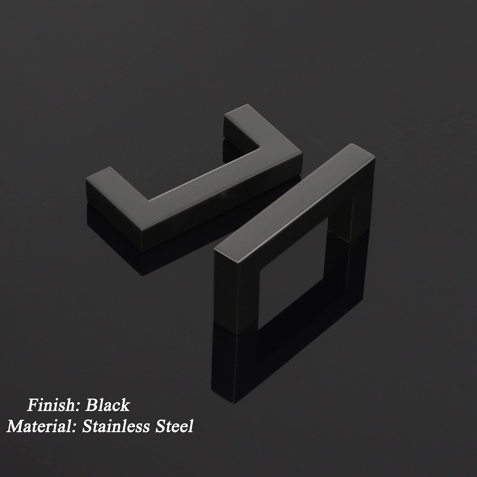Probrico 10 Pack Black Kitchen Cabinet Pulls - Stainless Steel 2.5 Inch Hole Centers, Square Corner Bar Drawer Handles for Cabinets & Dressers | Durable Hardware for Modern Kitchens, Bathrooms & Furniture