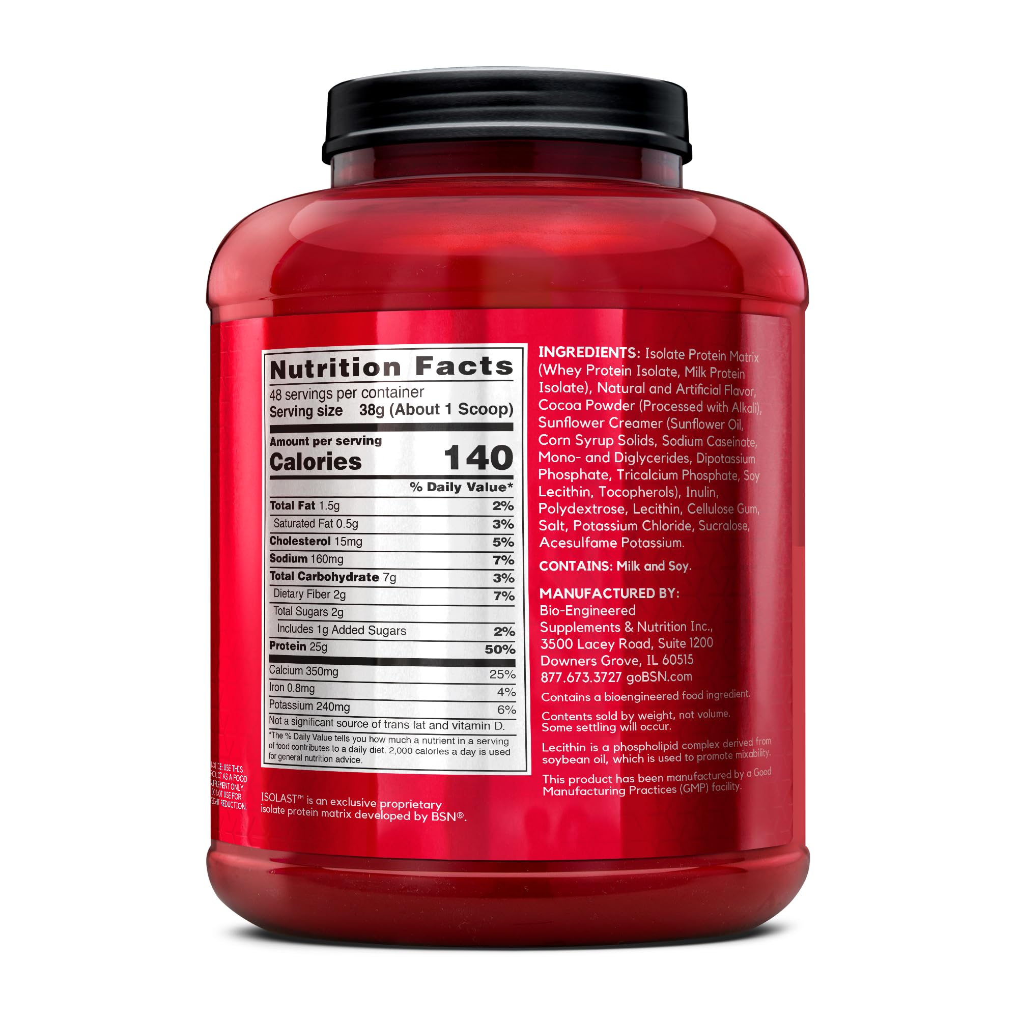 BSN SYNTHA-6 Isolate Protein Powder - Premium Chocolate Whey & Milk Protein Isolate Supplement, 48 Servings (Chocolate Milkshake Flavor) - Ideal for Post-Workout Recovery, Muscle Building & Weight Management