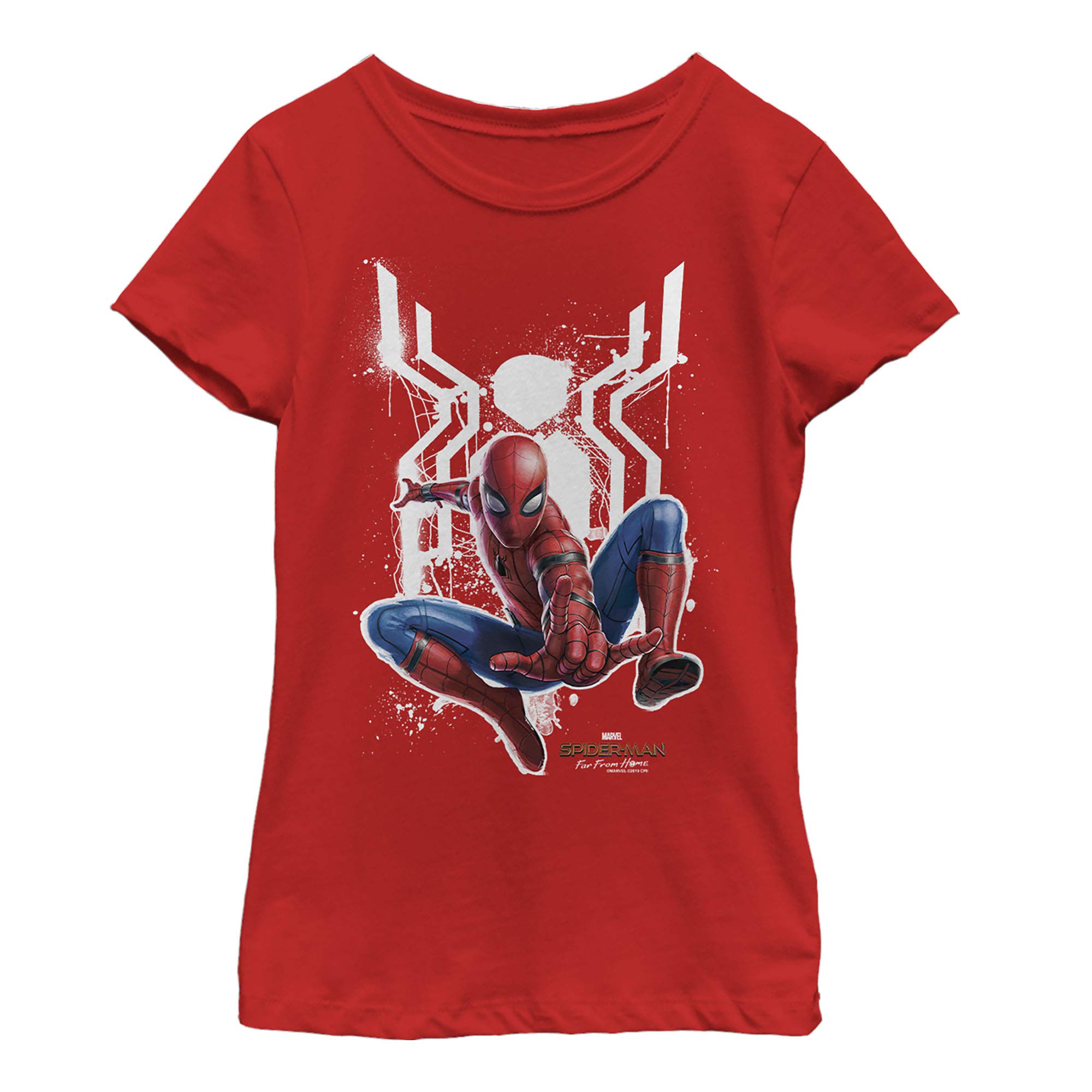 Marvel Girl's Painted Spider Graphic T-Shirt | Cool Superhero Tee for Women & Girls | Perfect for Cosplay, Comic Con & Everyday Wear