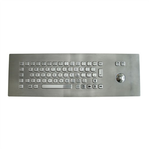 KBS PC I 3 Stainless Steel Keyboard with Built-in Trackball - Ergonomic OEM Keyboard for Office, Gaming & Industrial Use
