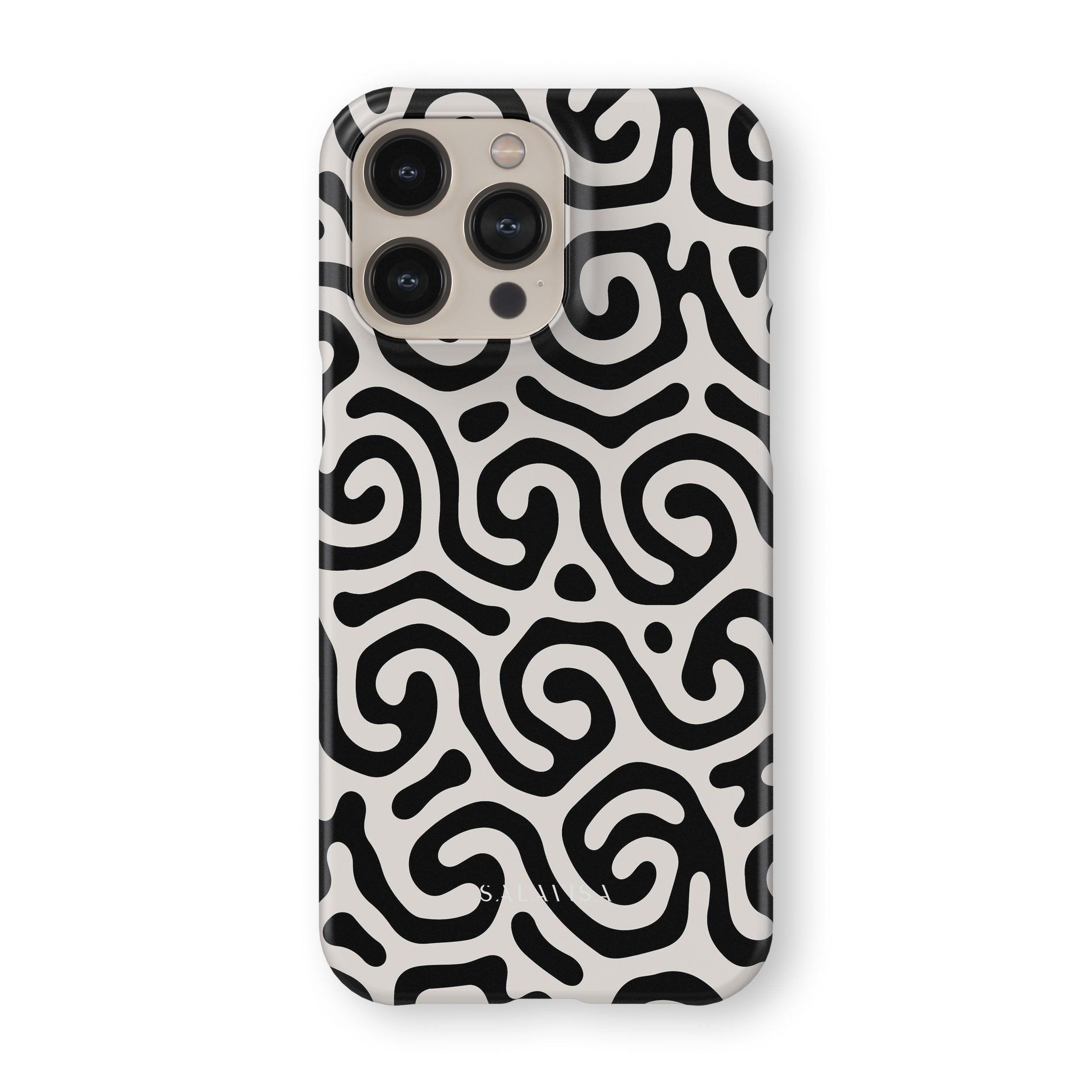 Stylish Black & White Curly Pattern Phone Case - Durable Protective Cover for iPhone & Samsung - Perfect for Everyday Use, Travel & Fashion Accessories