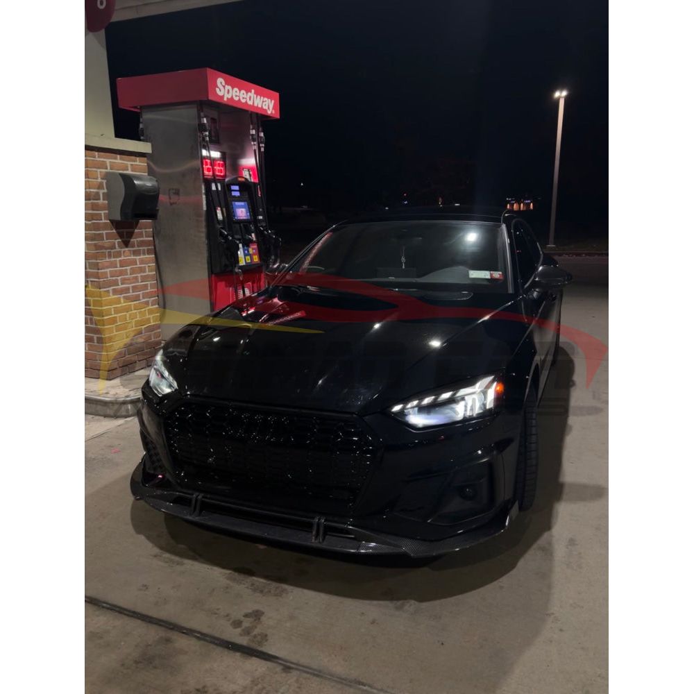 2020-2023 Audi A5/S5 B9.5 Carbon Fiber Front Lip Spoiler - 4 Piece Set for Enhanced Aerodynamics & Sporty Look | Perfect for Street Racing & Car Shows