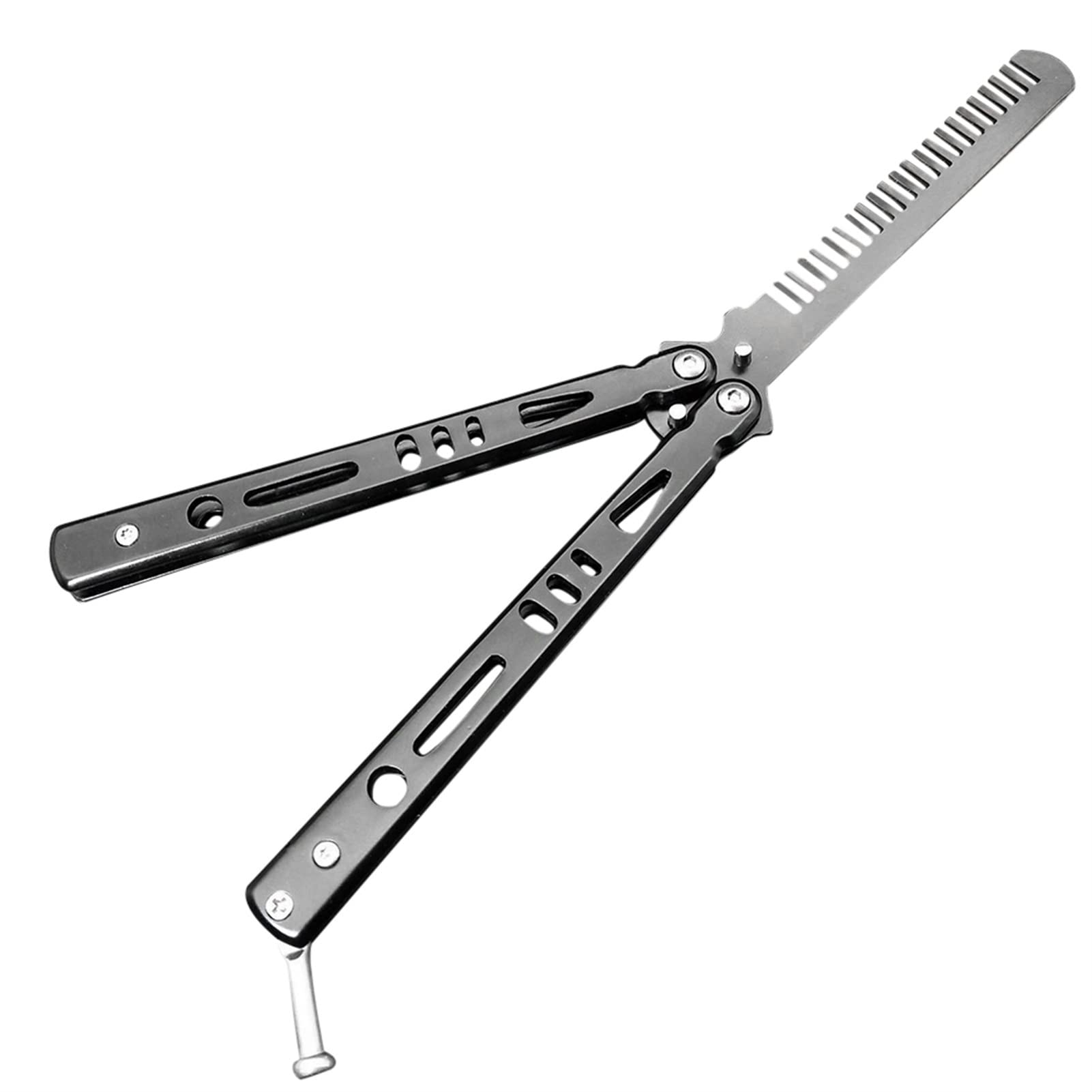 NFEGSIYA Folding Comb - Foldable Butterfly Knife Style Hair Brush for Styling & Barber Training, Stainless Steel Practice Comb for Hairdressing & Cosplay (Color: A) - Perfect for Salon Professionals, Hair Stylists & Knife Enthusiasts