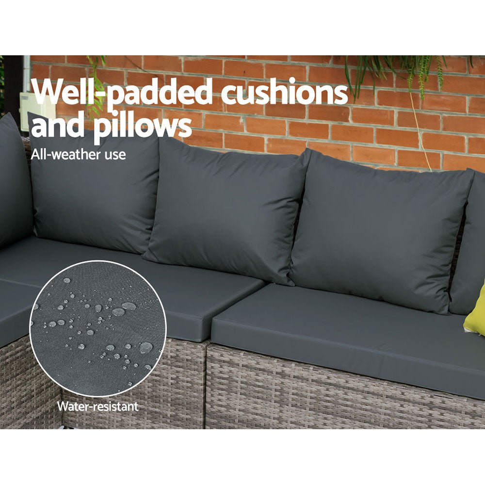 Hamilton 8-Piece Corner Outdoor Dining Set - Weather-Resistant Grey Patio Furniture for Backyard, Garden, and Poolside Entertaining