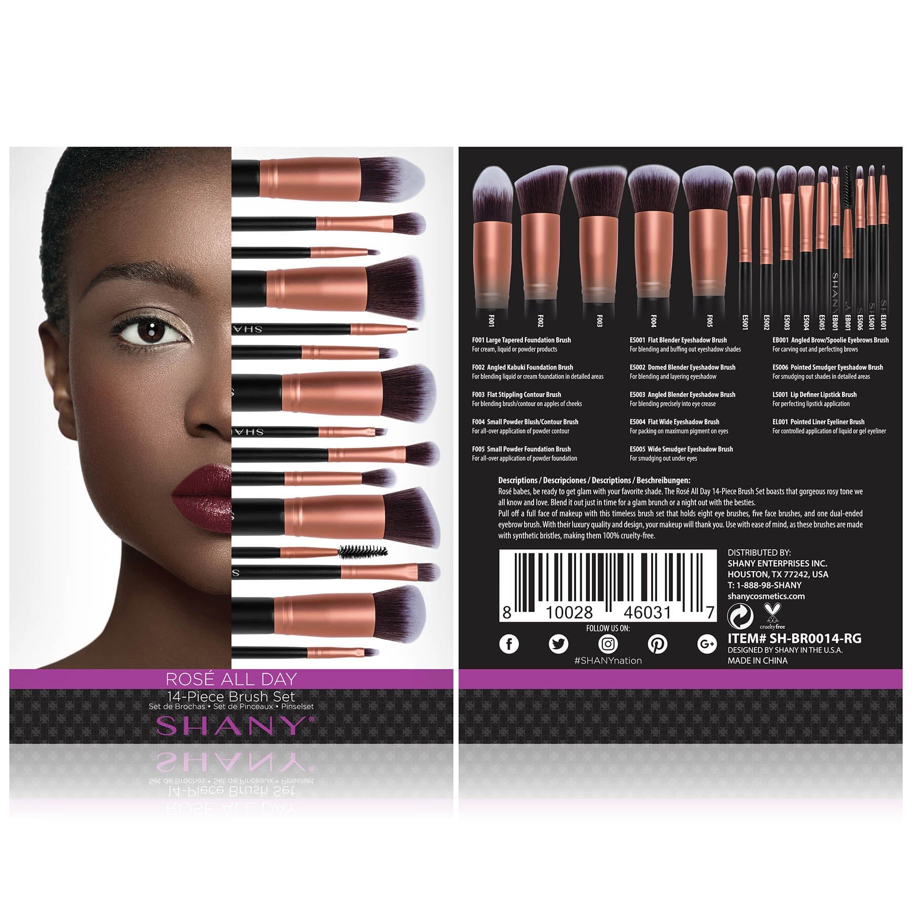 Bombshell 14 Piece Makeup Brush Set - Professional Cosmetic Brush Kit for Foundation, Blending, Eyeshadow & Contouring - Perfect for Makeup Artists & Beauty Enthusiasts