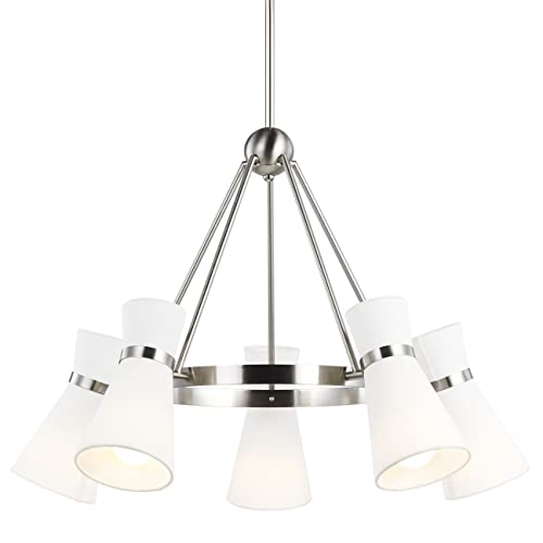 Generation Lighting 5-Light Clark Chandelier in Brushed Nickel - Modern Ceiling Light Fixture for Dining Room & Living Room Decor (3190505-962) | Compatible with Standard & LED Bulbs | Perfect for Elegant Home Lighting & Dinner Party Ambiance