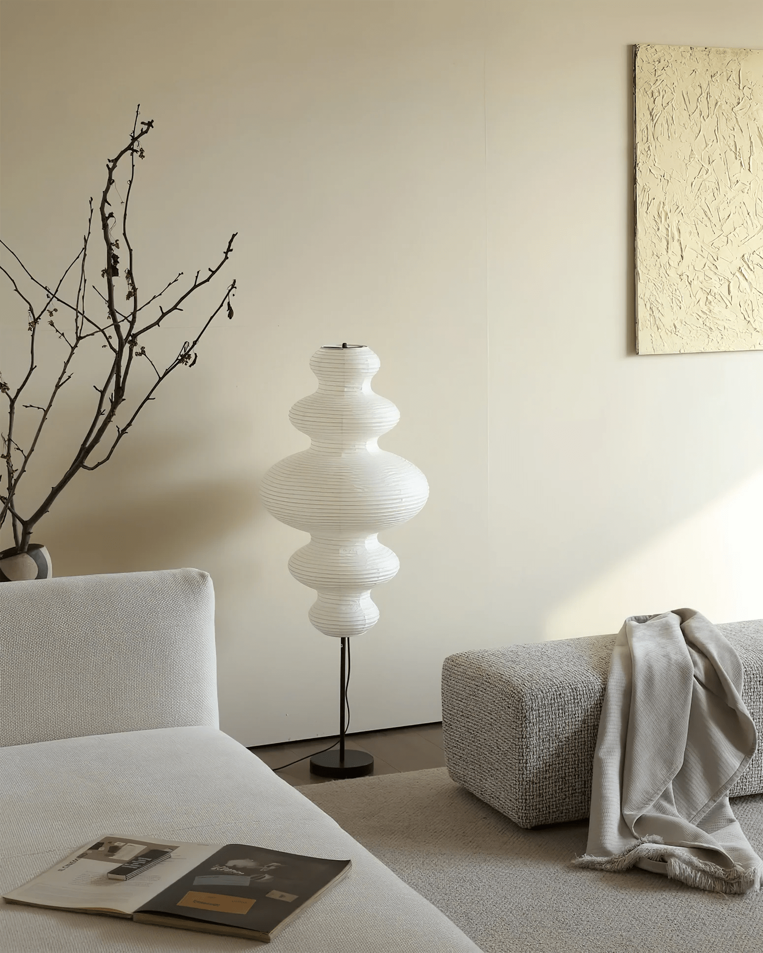 Akari Juni Modern Floor Lamp - Adjustable Height LED Standing Light for Living Room, Bedroom, or Office - Perfect for Reading, Working, and Ambient Lighting