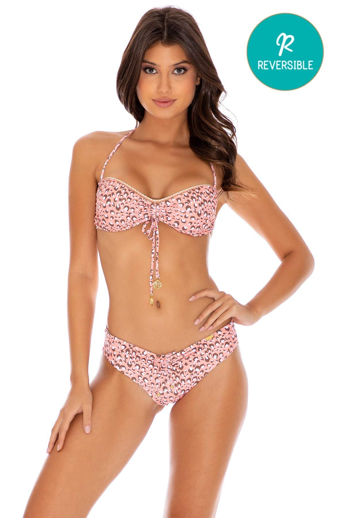 Luli Fama Baby Jungle Swimwear - Adjustable Drawstring Ruched Bottom Bikini for Toddlers | Perfect for Beach, Pool & Summer Vacations