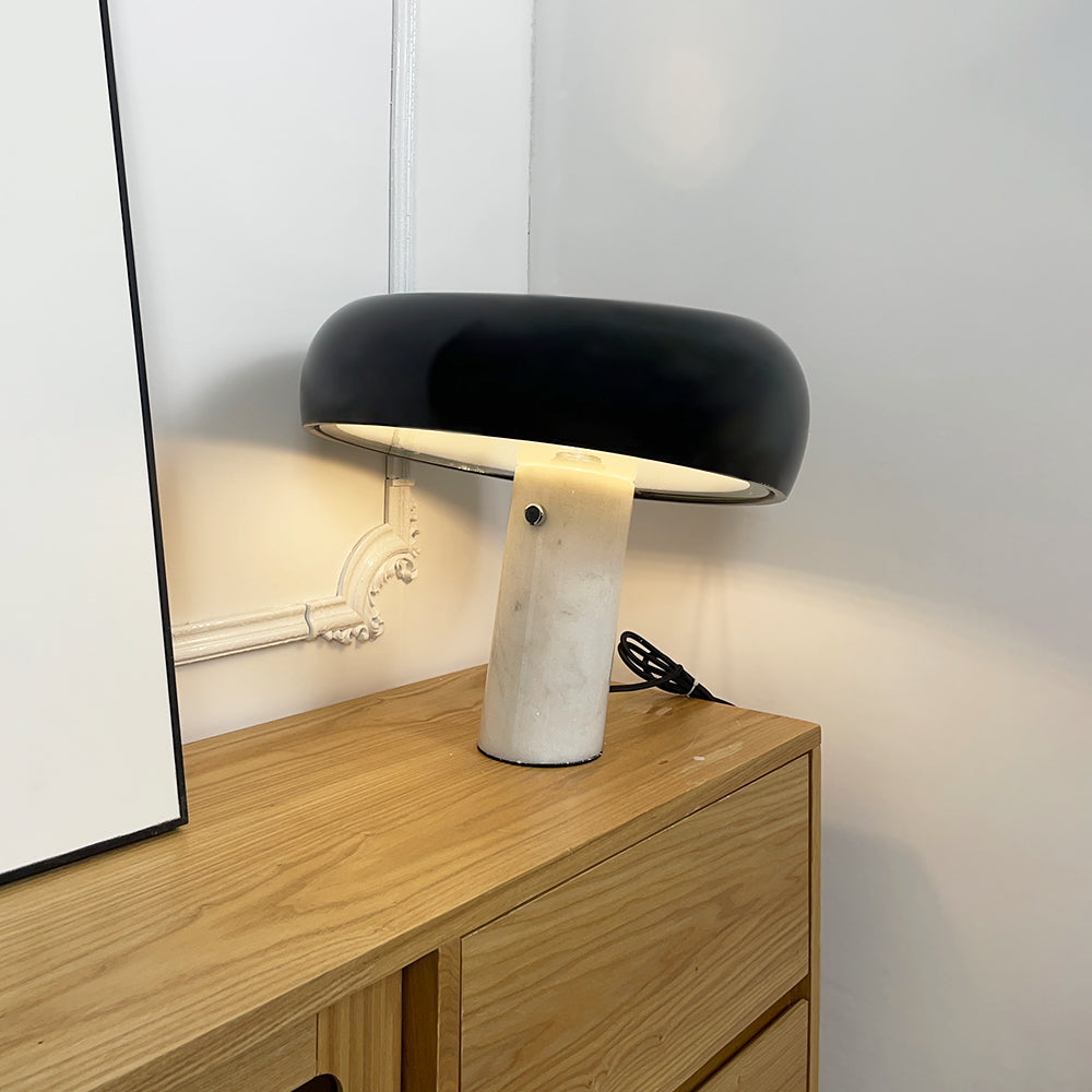 Nucleus Marble Table Lamp - Modern Home Decor Lighting for Bedroom, Living Room & Office - Elegant Nightstand Lamp with Natural Stone Base