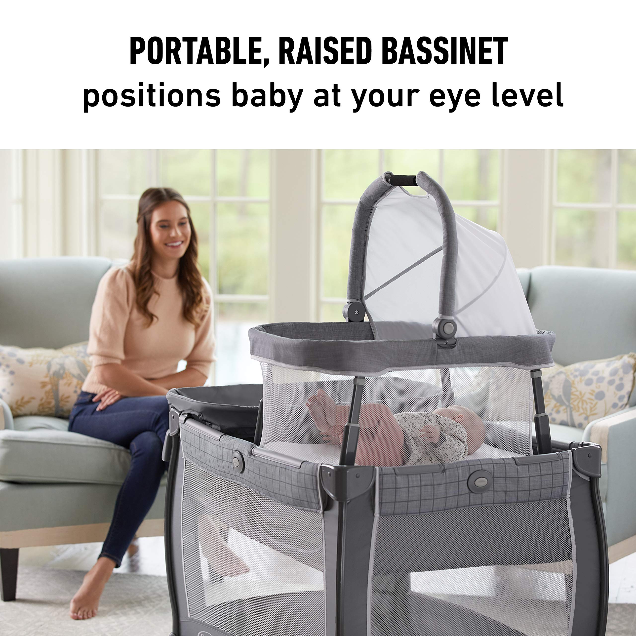 Graco Pack 'n Play Day2Dream Travel Bassinet Playard - Portable Baby Crib with Removable Bassinet, Diaper Changer & Fold-Flat Design | Perfect for Travel, Nursery & On-the-Go Parents (Lo, Lo, W/Fold Flat Bassinet)