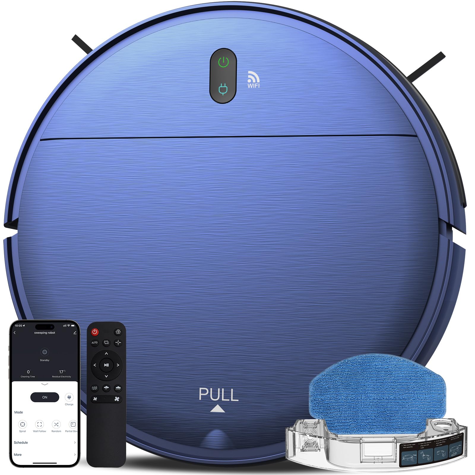 ZCWA WiFi Robot Vacuum & Mop - 4 Cleaning Modes, Self-Charging for Pet Hair & Carpets - Home Cleaning Solution