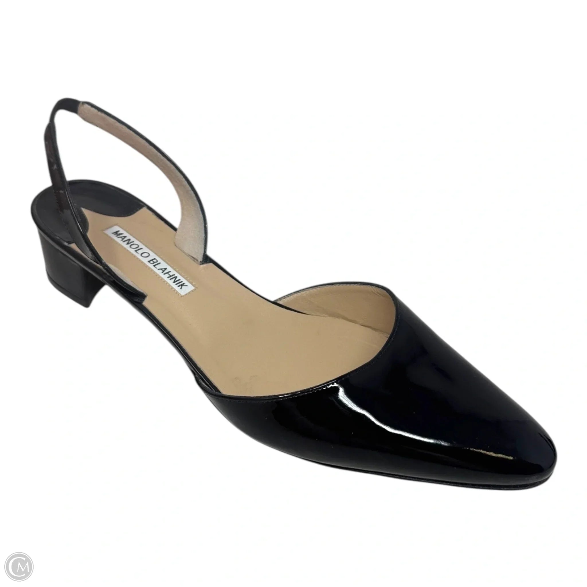 Luxury Designer Aspro Patent Slingback Shoes by Manolo Blahnik - Black Size 9.5 (IT 39.5) - Perfect for Evening Events & Formal Occasions