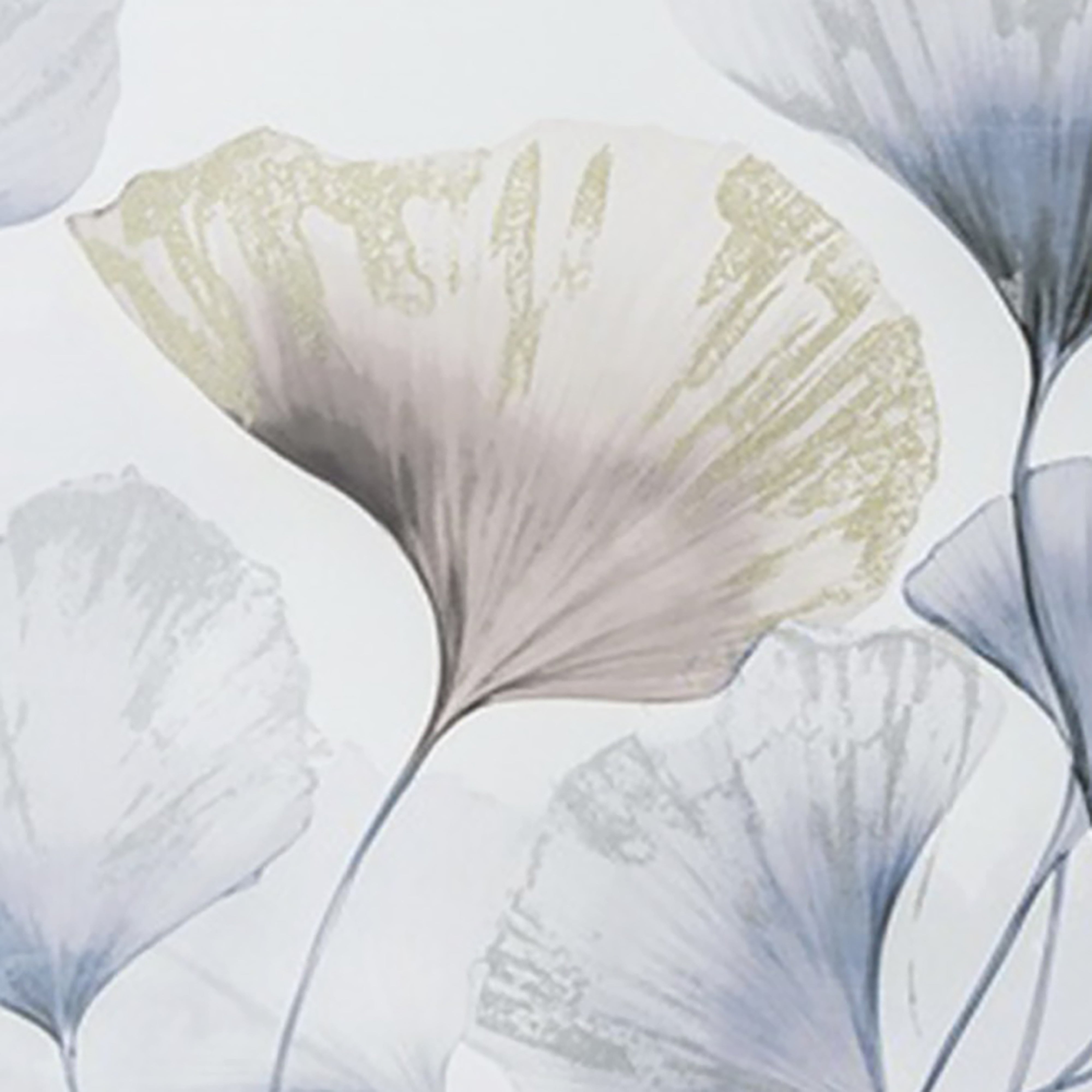 Urban Style Brushmarks Embellished Canvas Blue Ginko Wall Art - Perfect for Living Room, Bedroom & Office Decor