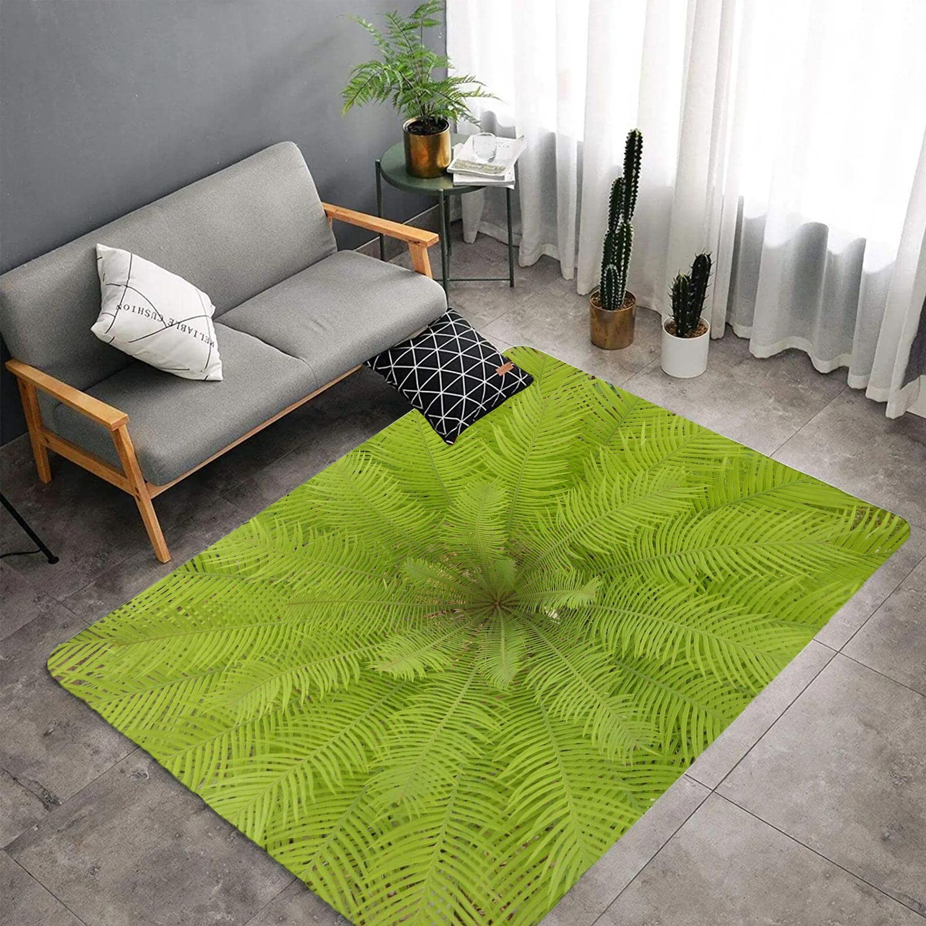 9' x 12' Green Area Rugs for Bedroom - Machine Washable Non-Slip Runner Rug with Rubber Backing for Hallway, Living Room, Kitchen & Laundry | Home Decor, Floor Carpet for Comfort & Style