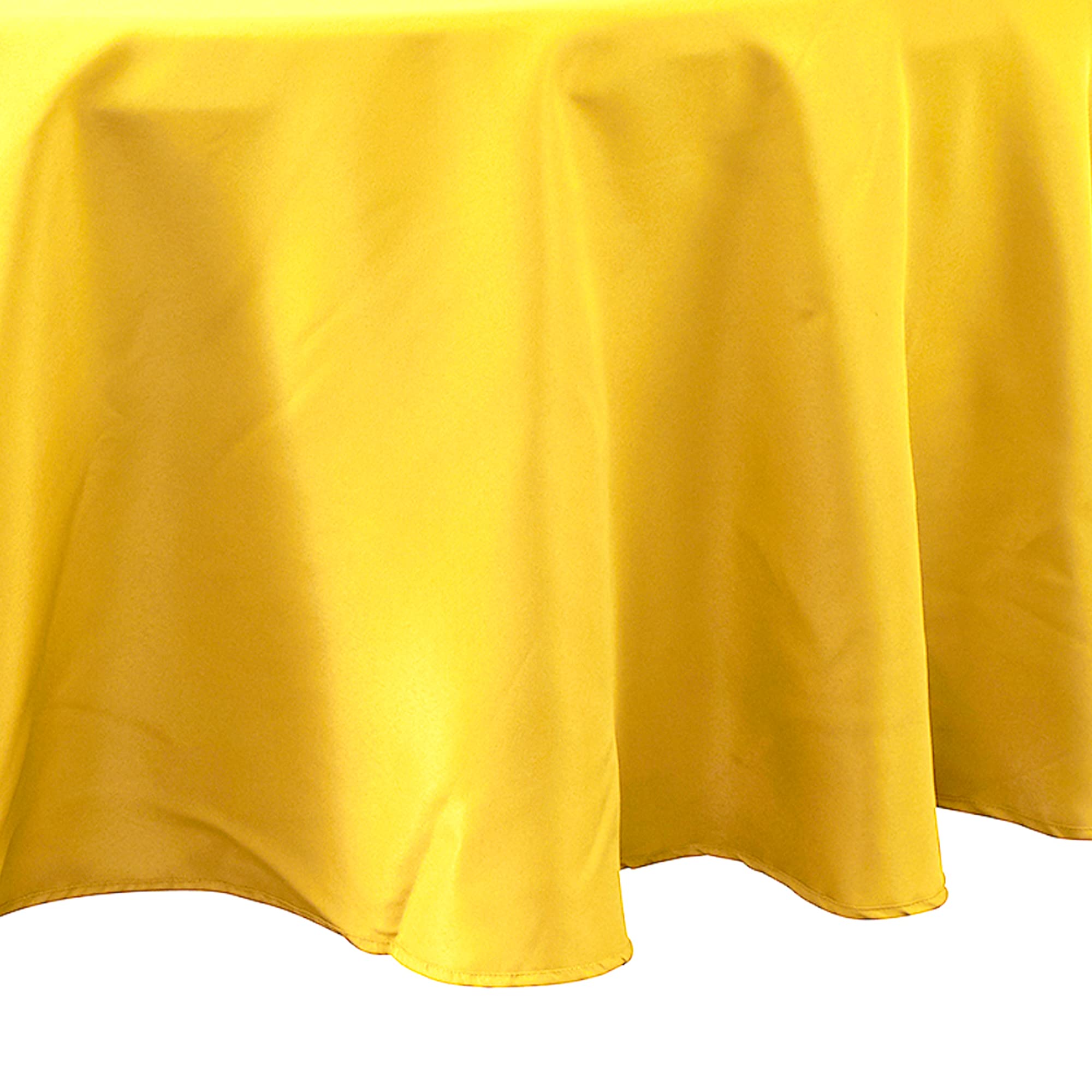 Simply Elegant 108-Inch Round Premium Polyester Tablecloth - Washable Banquet Table Cover for Weddings, Parties & Events - Durable Home Decor with Finished Hem (Yellow) - Perfect for Dining Tables, Buffets & Outdoor Gatherings
